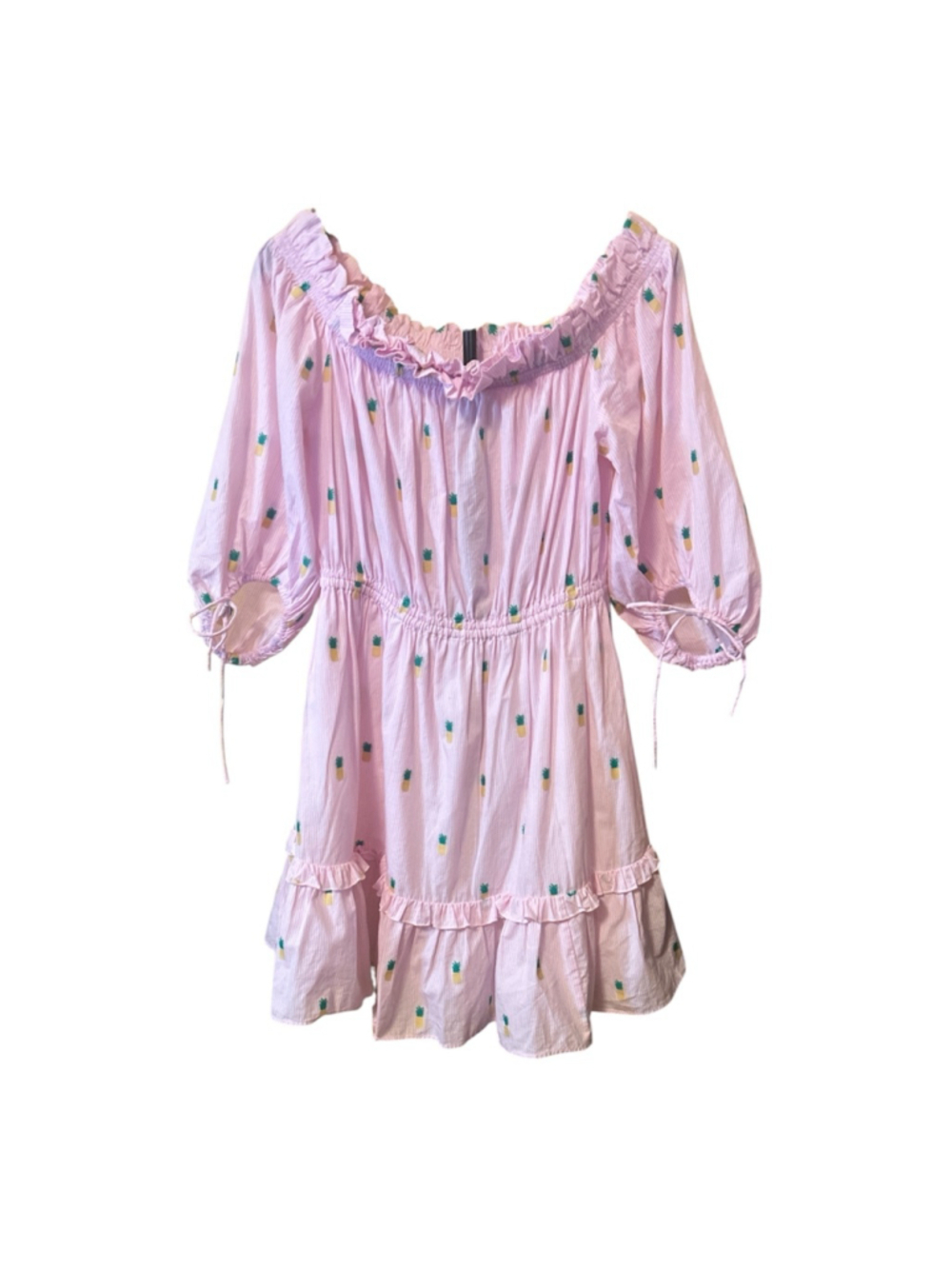 Kate Spade Pink Pineapple Off-Shoulder Mini Dress S